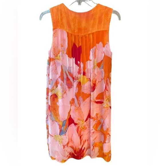 Rabbit Rabbit Rabbit Sz 6 Orange Chiffon Layered Floral Cottagecore Spring Dress - Picture 2 of 6